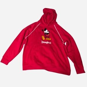 NEW Disneyland Hoodie Adult XL Red Mickey Mouse Standing Embroidered